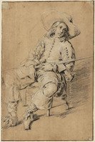 P+ 018
<br/>
Zittende jager met geweer
<br/>
<em>Metsu, Gabriël (1629-1667) - toegeschreven aan</em>